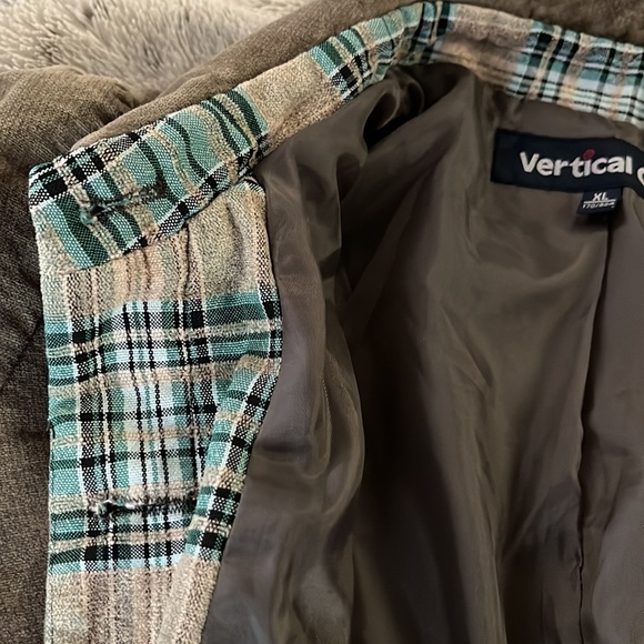 Olive tan Velvet corduroy blazer jacket XL retro Y2K fully lined Vertical Club - Picture 7 of 8